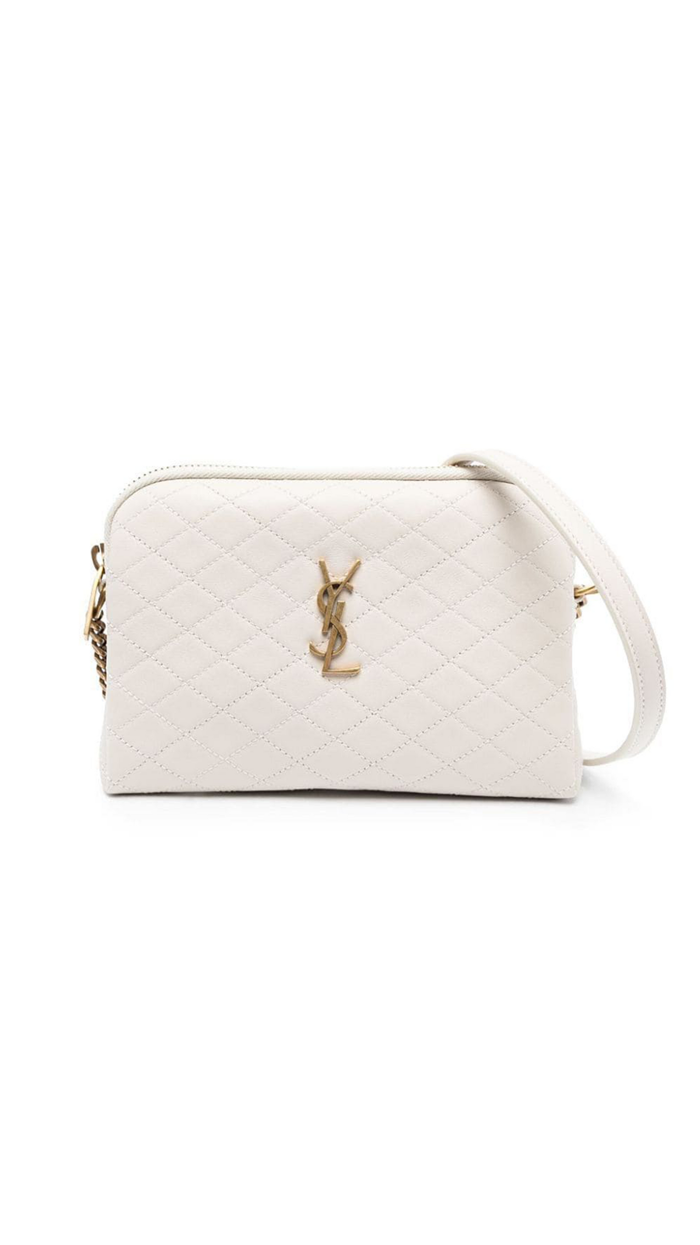 Gabby Zip Pouch in Quilted Lambskin - Blanc Vintage