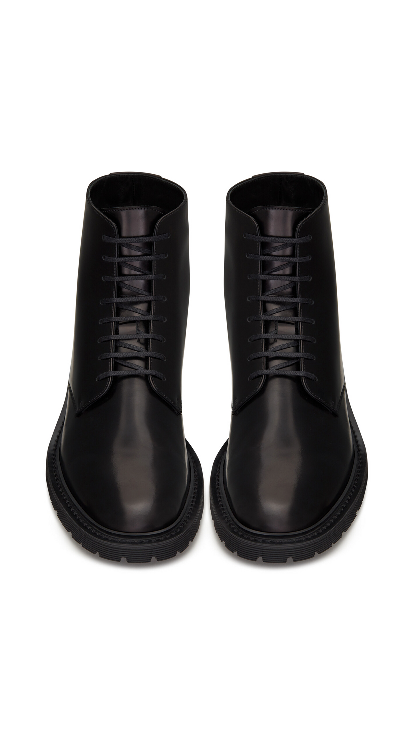 Army Laced Boots in Smooth Leather - Black