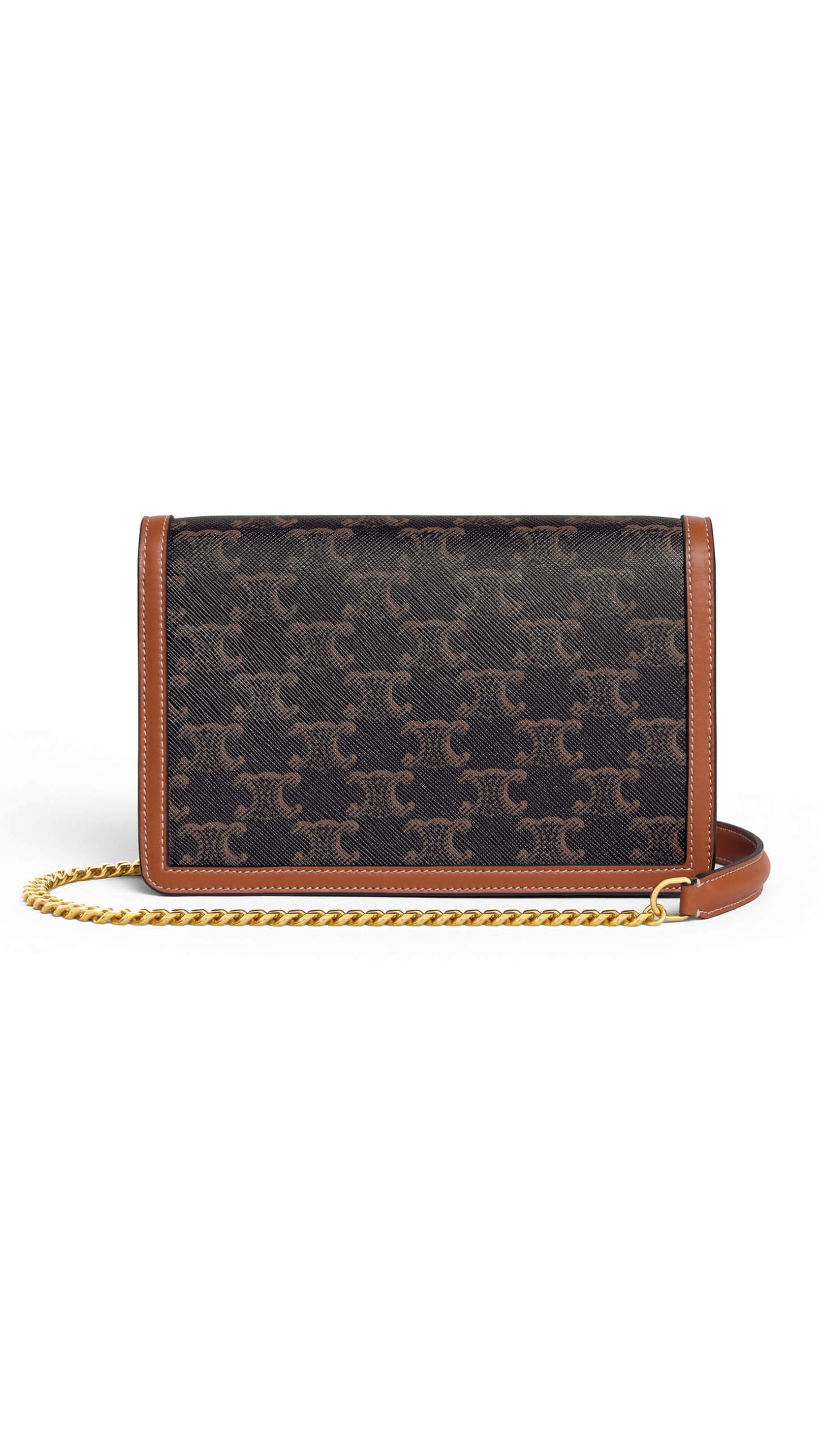Triomphe Wallet on Chain in Triomphe Canvas and Calfskin - Tan