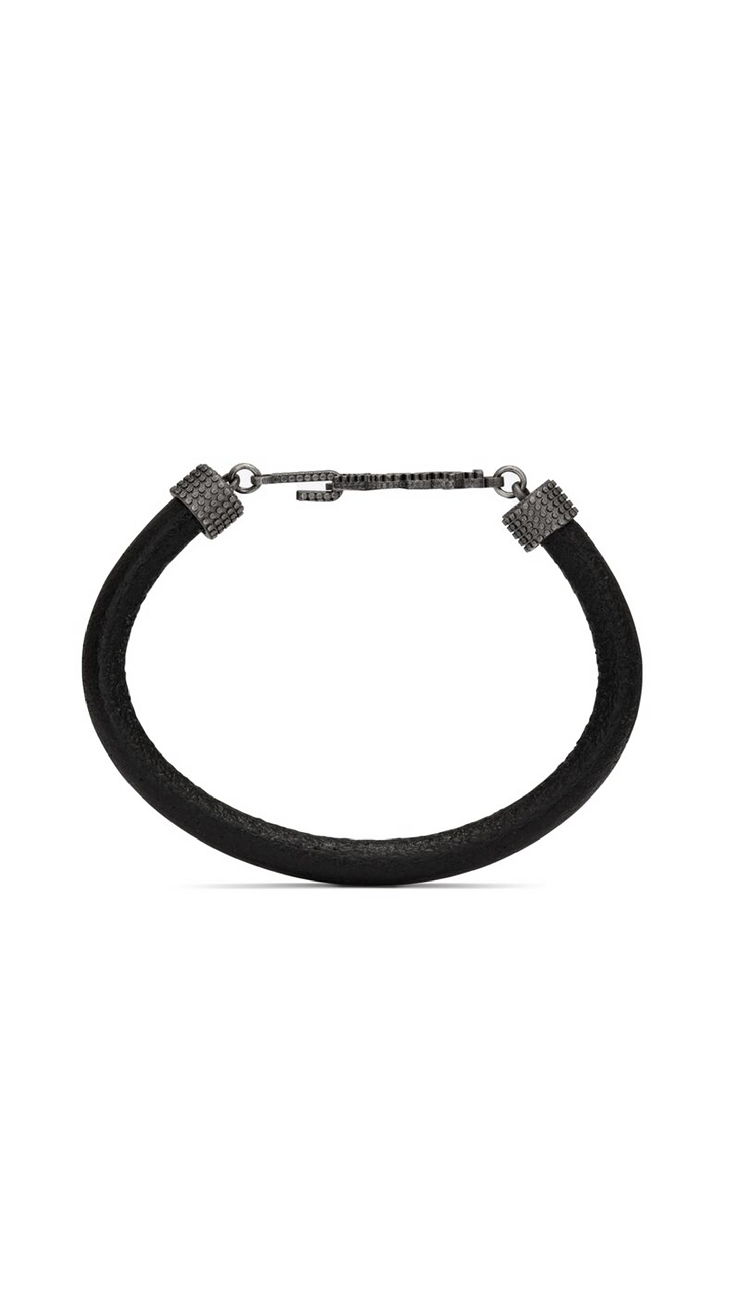 Opyum Bracelet In Crinkled Leather and Metal - Black