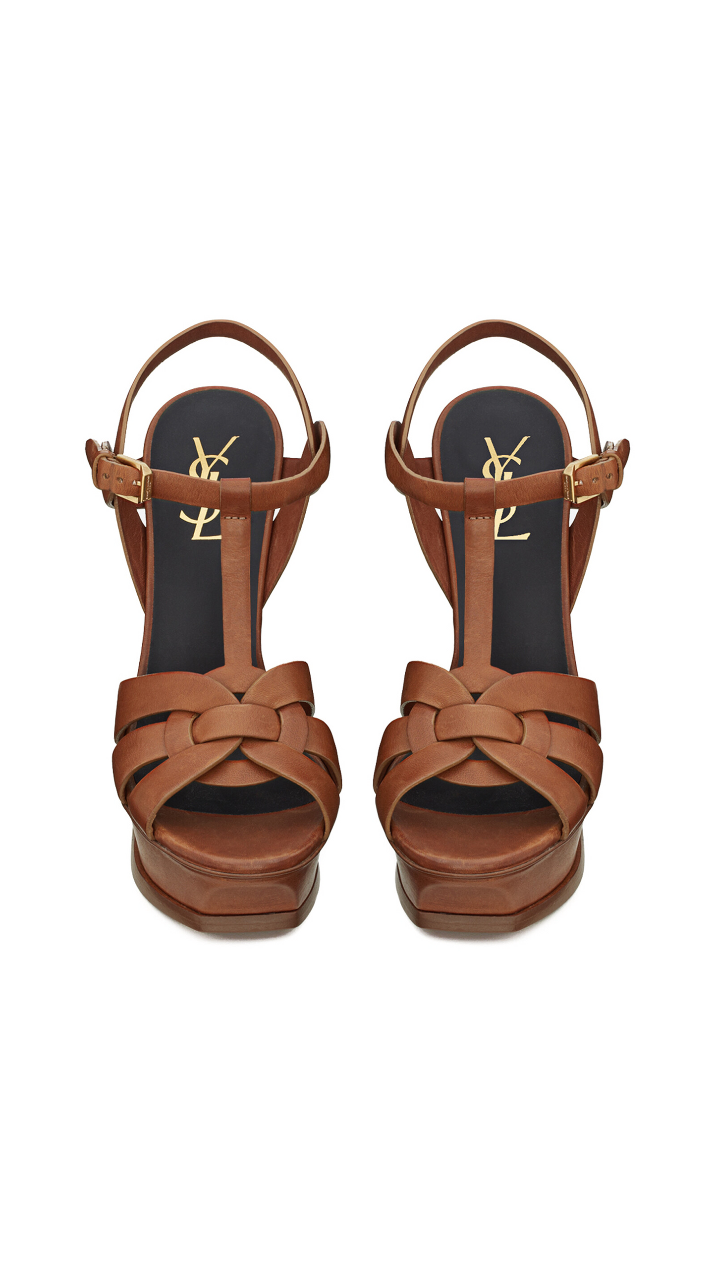 Tribute Platform Sandal in Smooth Leather - Amber
