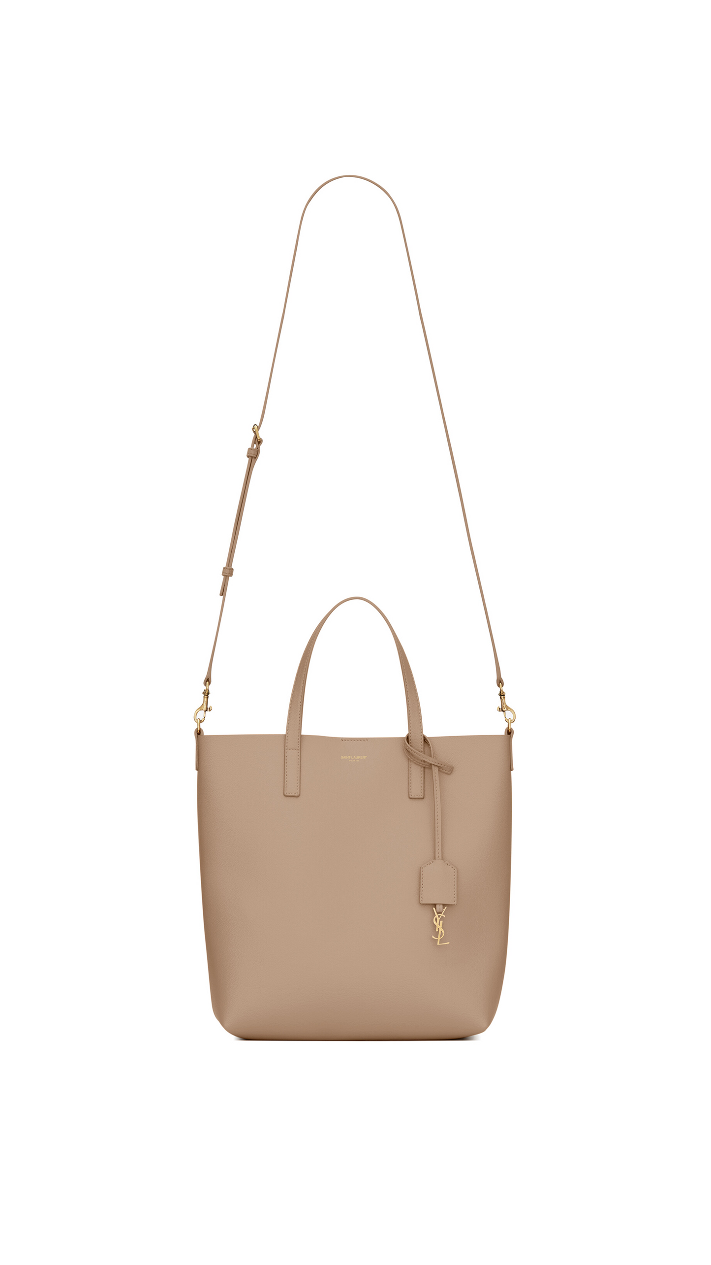 Shopping Bag Saint Laurent Toy In Supple Leather - Dark Beige