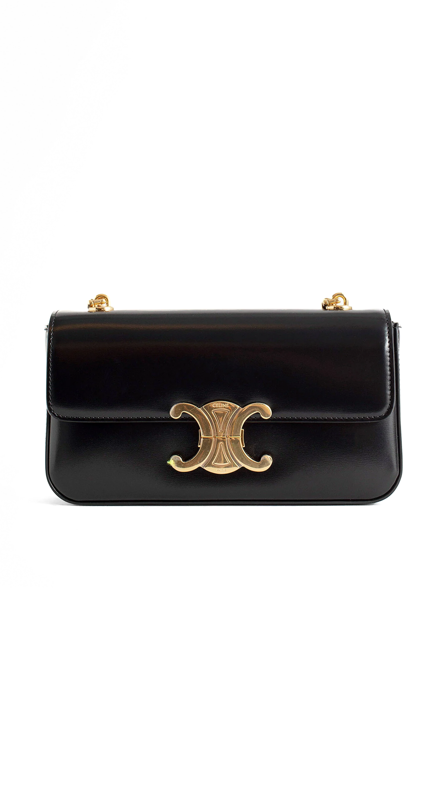 Chain Shoulder Bag Triomphe in Shiny Calfskin - Black