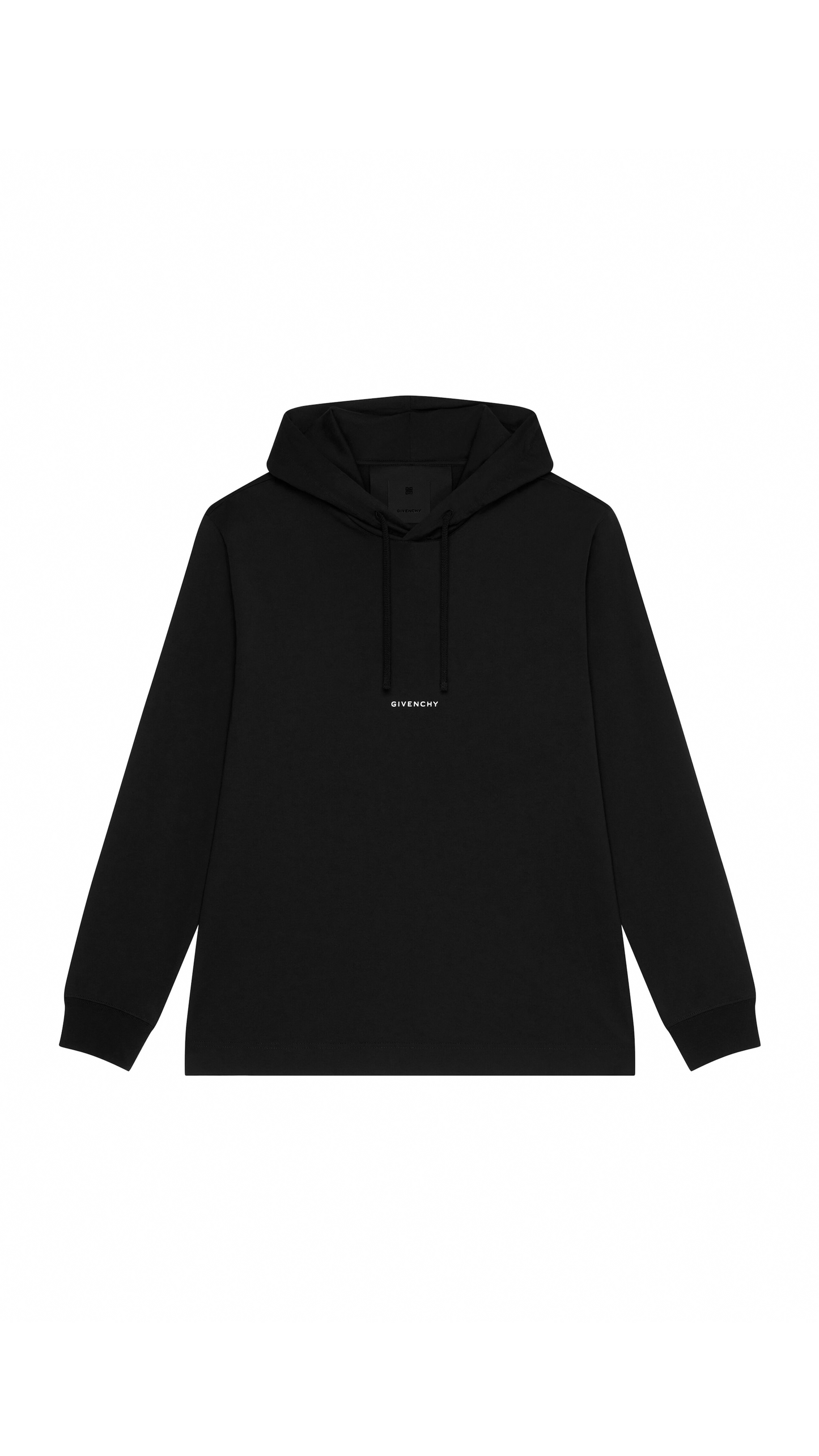 T-shirt with Hood in Printed Jersey - Black