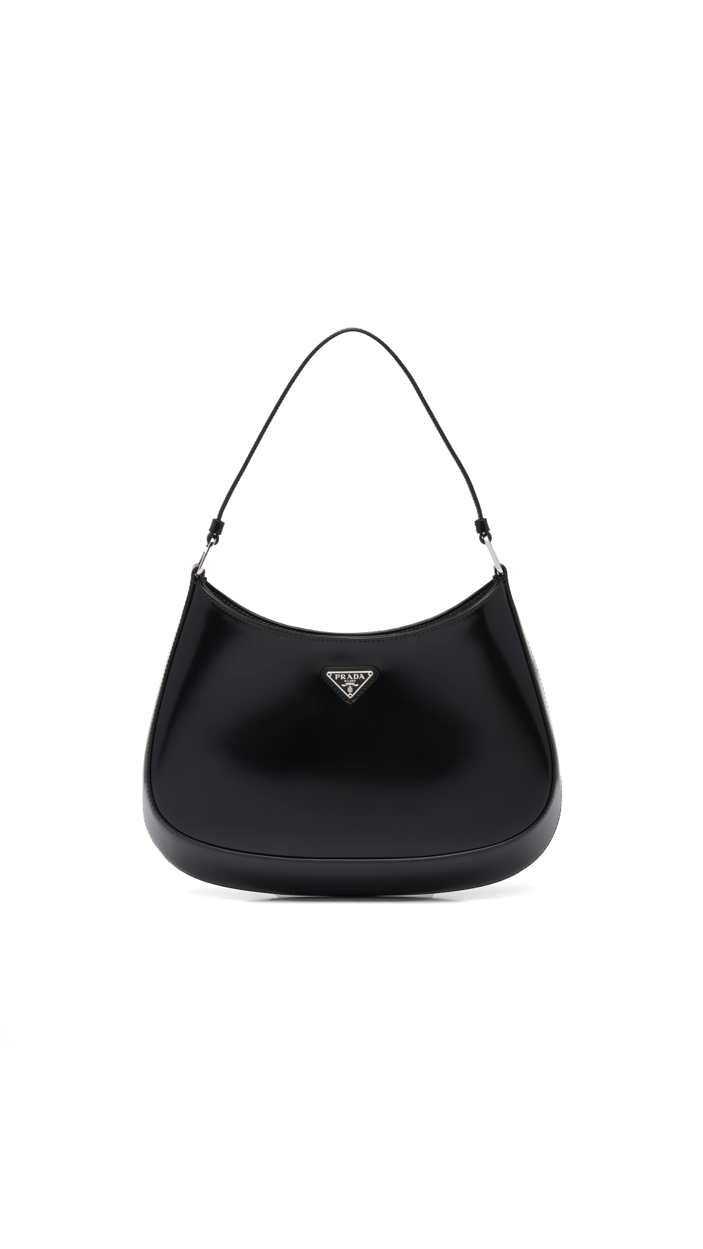 Prada Cleo Brushed Leather Shoulder Bag - Black