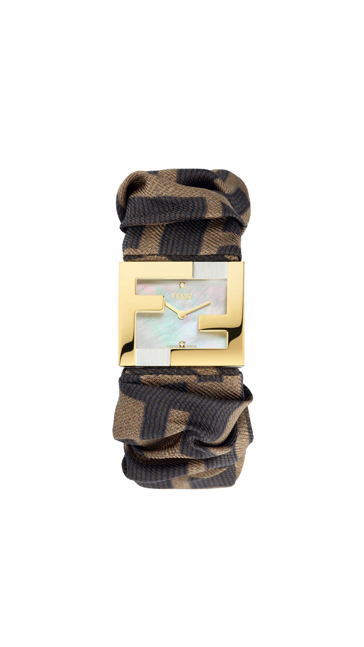 Fendimania Baguette Watch - Brown/Gold/Silver