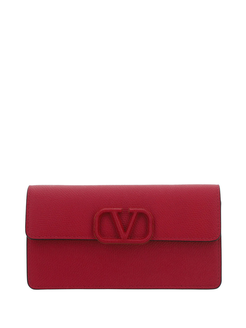 Vlogo Signature Grainy Calfskin Wallet With Chain - Blossom