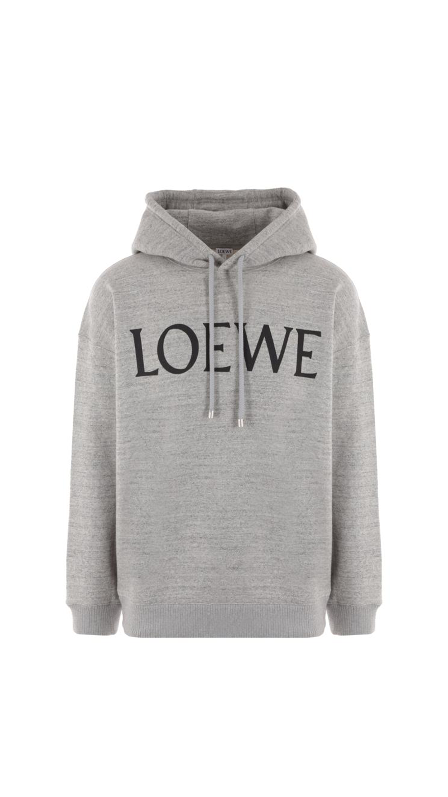 Oversized Fit Hoodie in Cotton - Grey Mélange