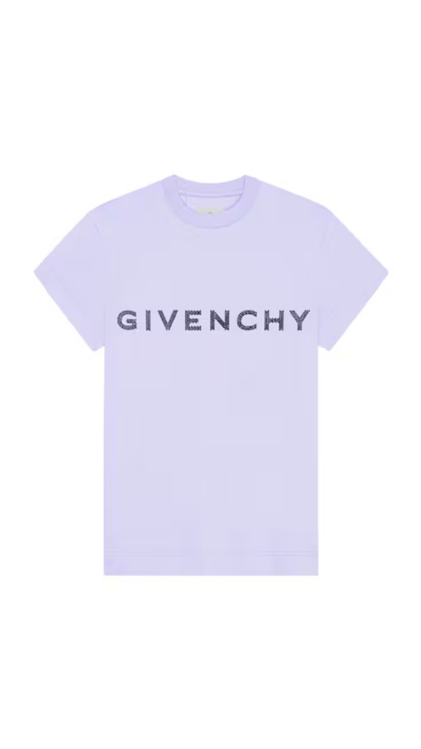 Slim Fit T-shirt in Cotton with Givenchy Rhinestones - Periwinkle