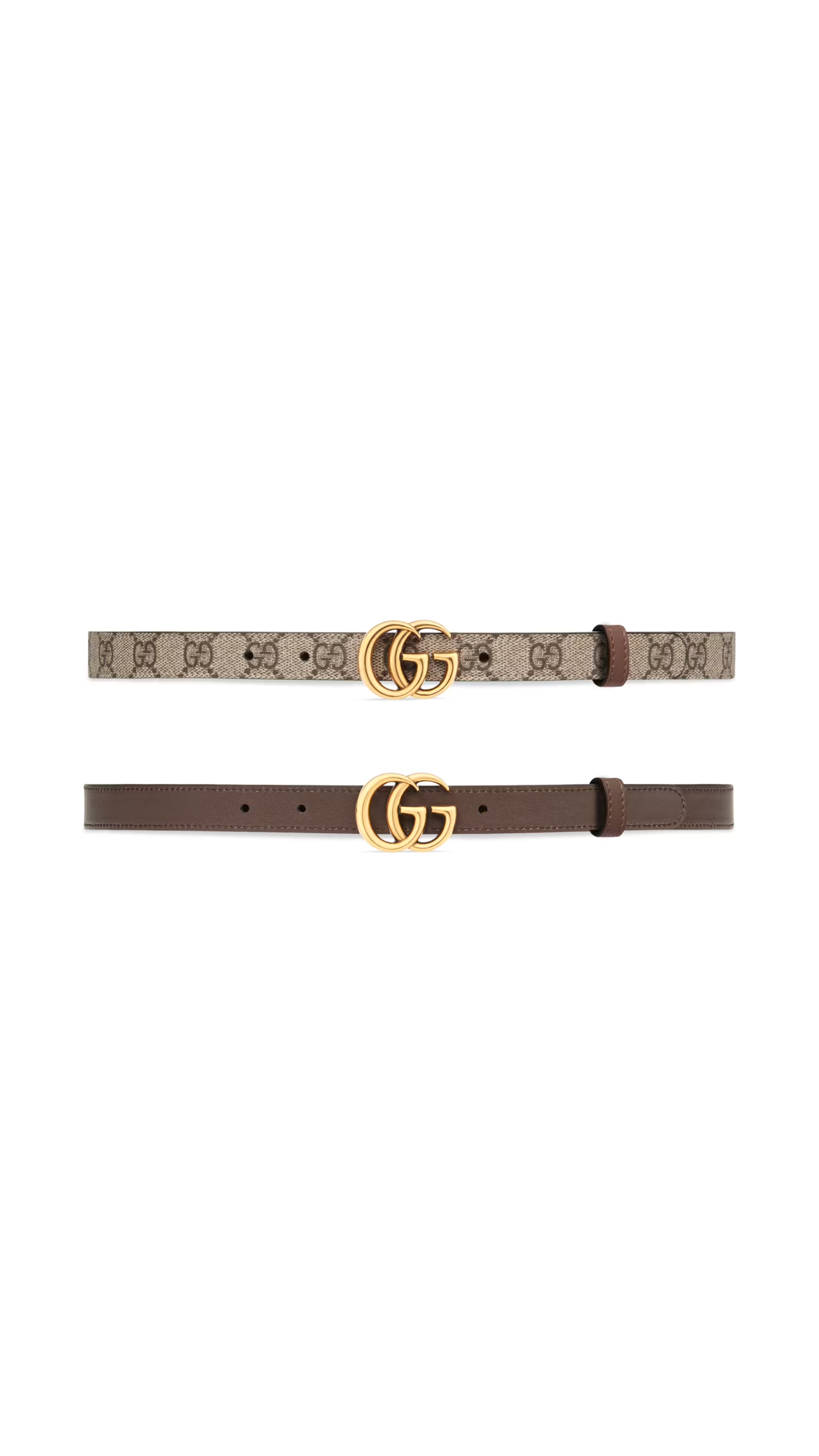 GG Marmont Reversible Thin Belt - Brown