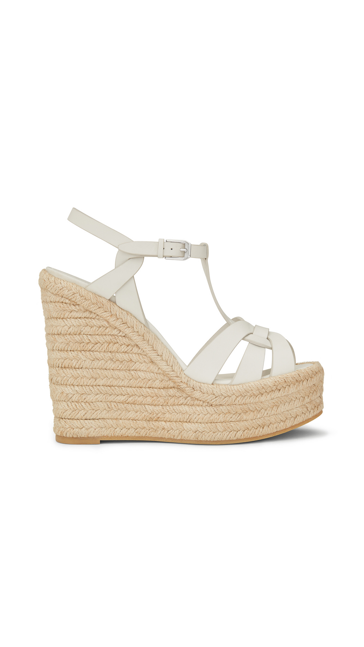 Tribute Espadrille Wedges in Smooth Leather - White