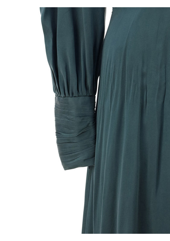 Silk Wrap Midi Dress - Emerald Green