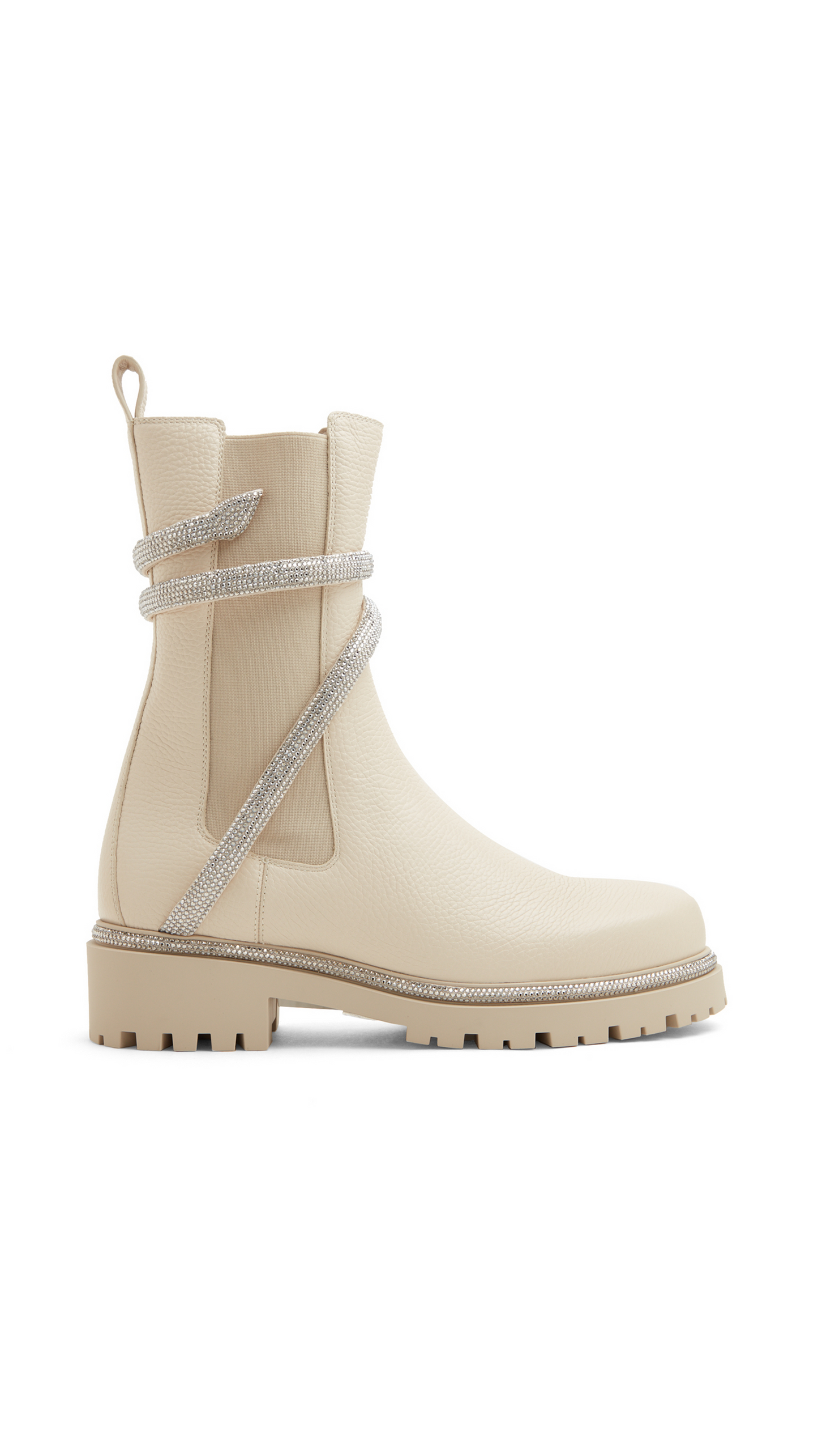 Cleo Combat Biker Boots - Beige