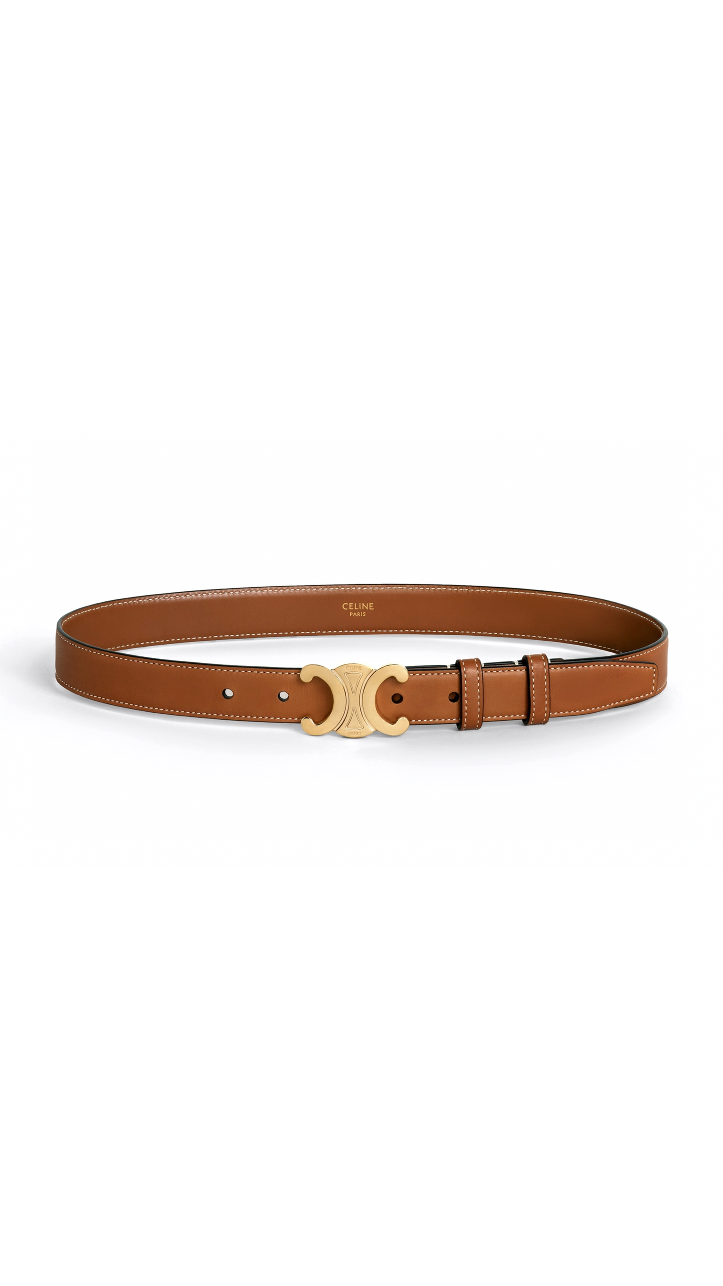 Medium Triomphe Belt in Natural Calfskin - Tan