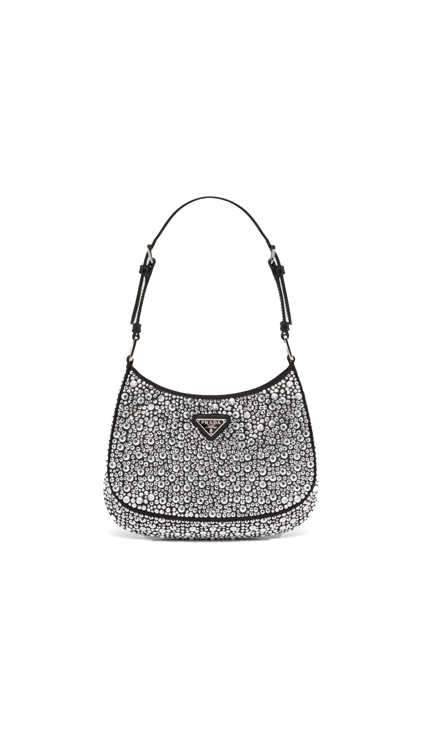 Cleo Satin Bag with Crystals - Black