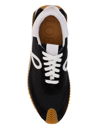 Flow Runner in Nylon & Suede - Black / White
