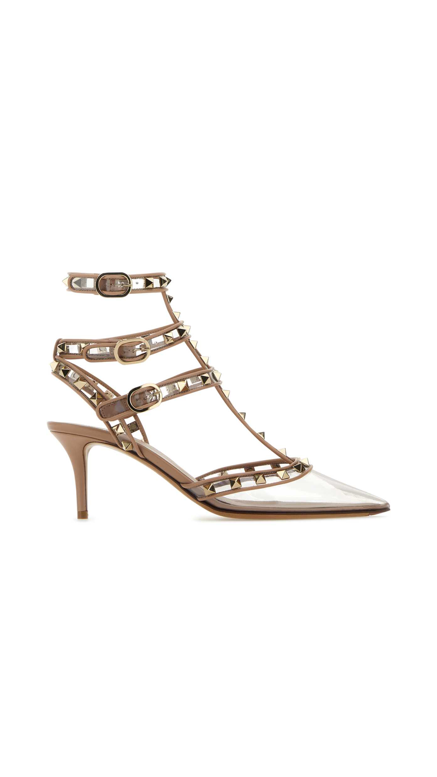 Rockstud Pumps in Polymer Material with Straps 65MM - Transparant/Poudre
