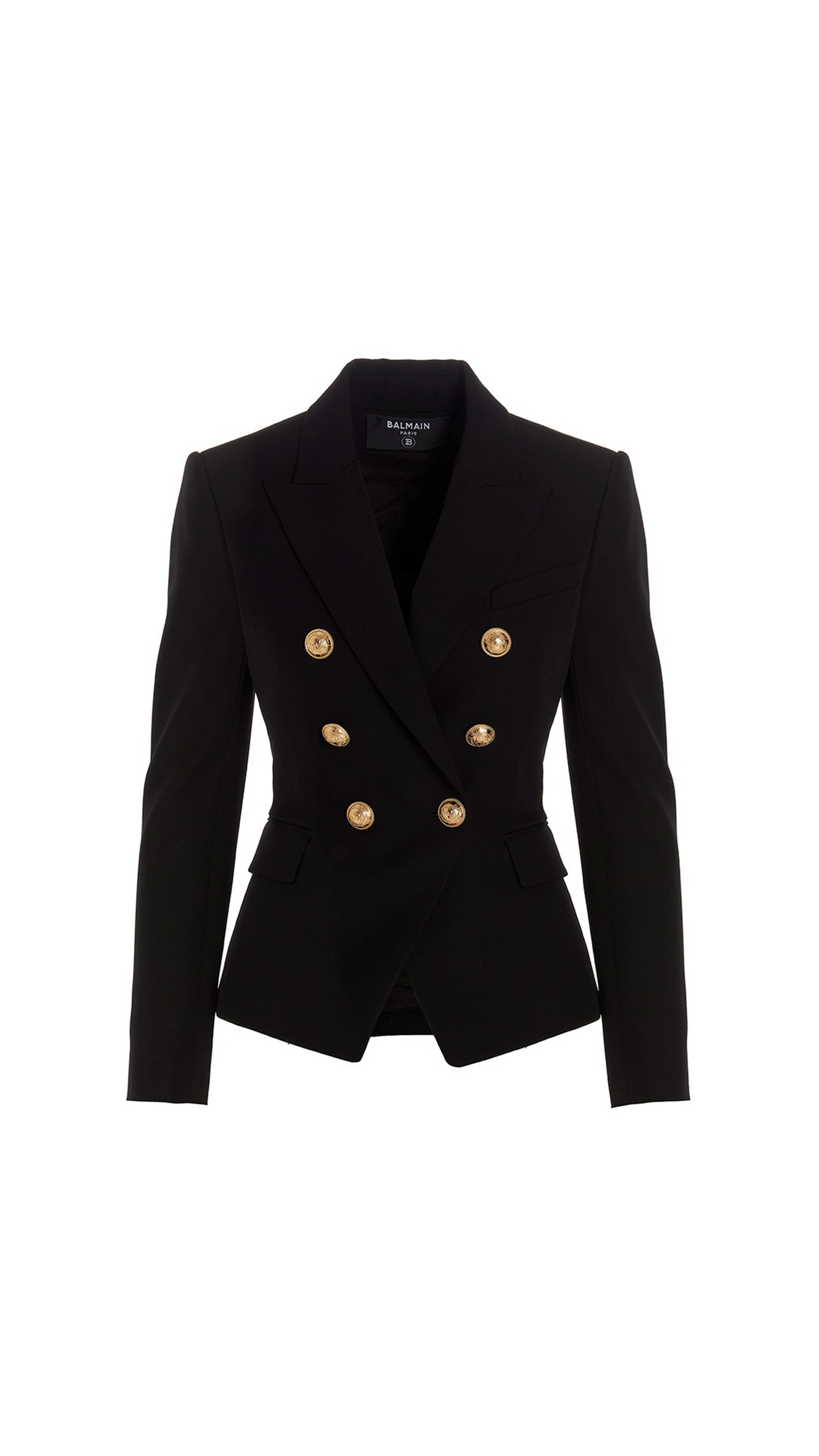 Wool Double-breasted Blazer - Black