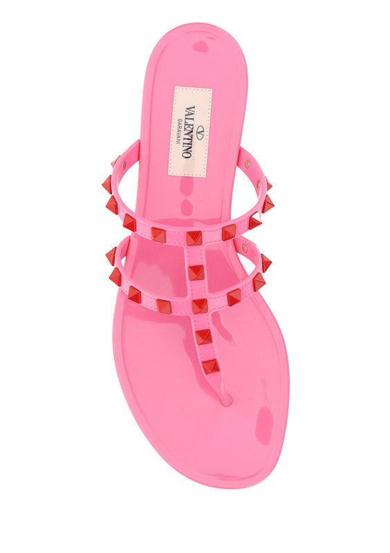 Rockstud Flat Rubber Sandal - Pink.