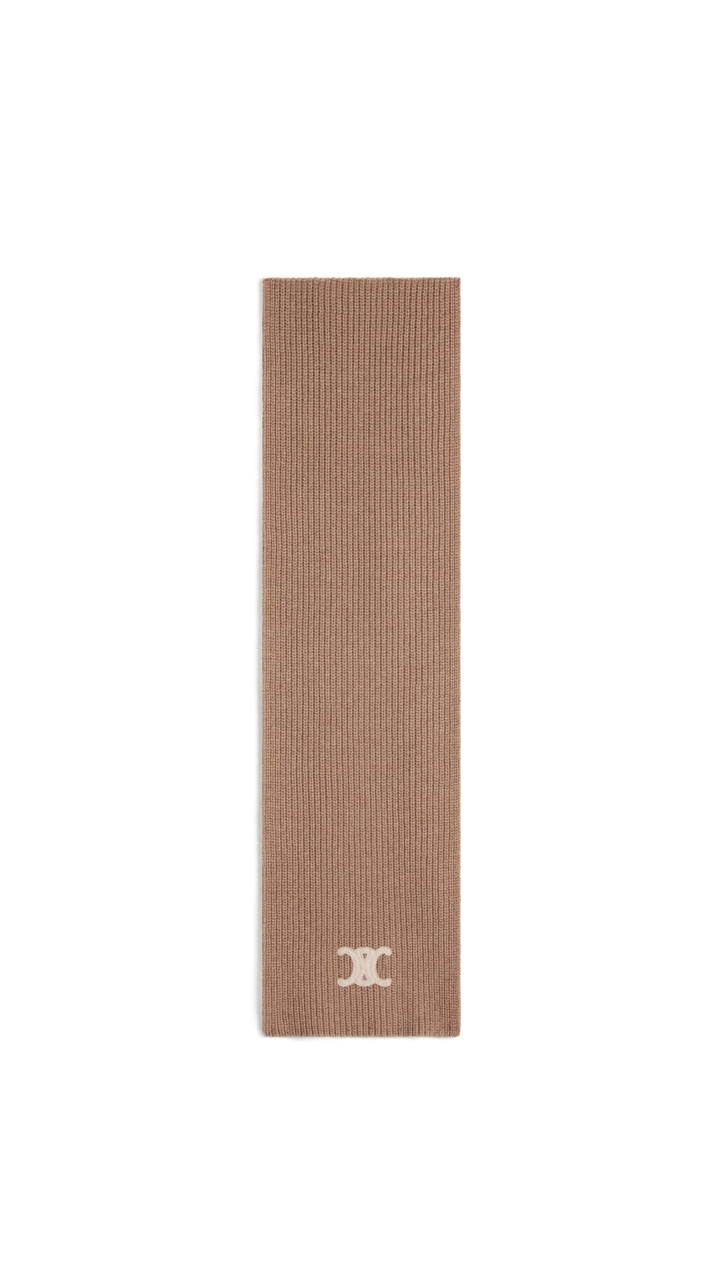 Triomphe Scarf in Ribbed Cashmere Wool - Camel