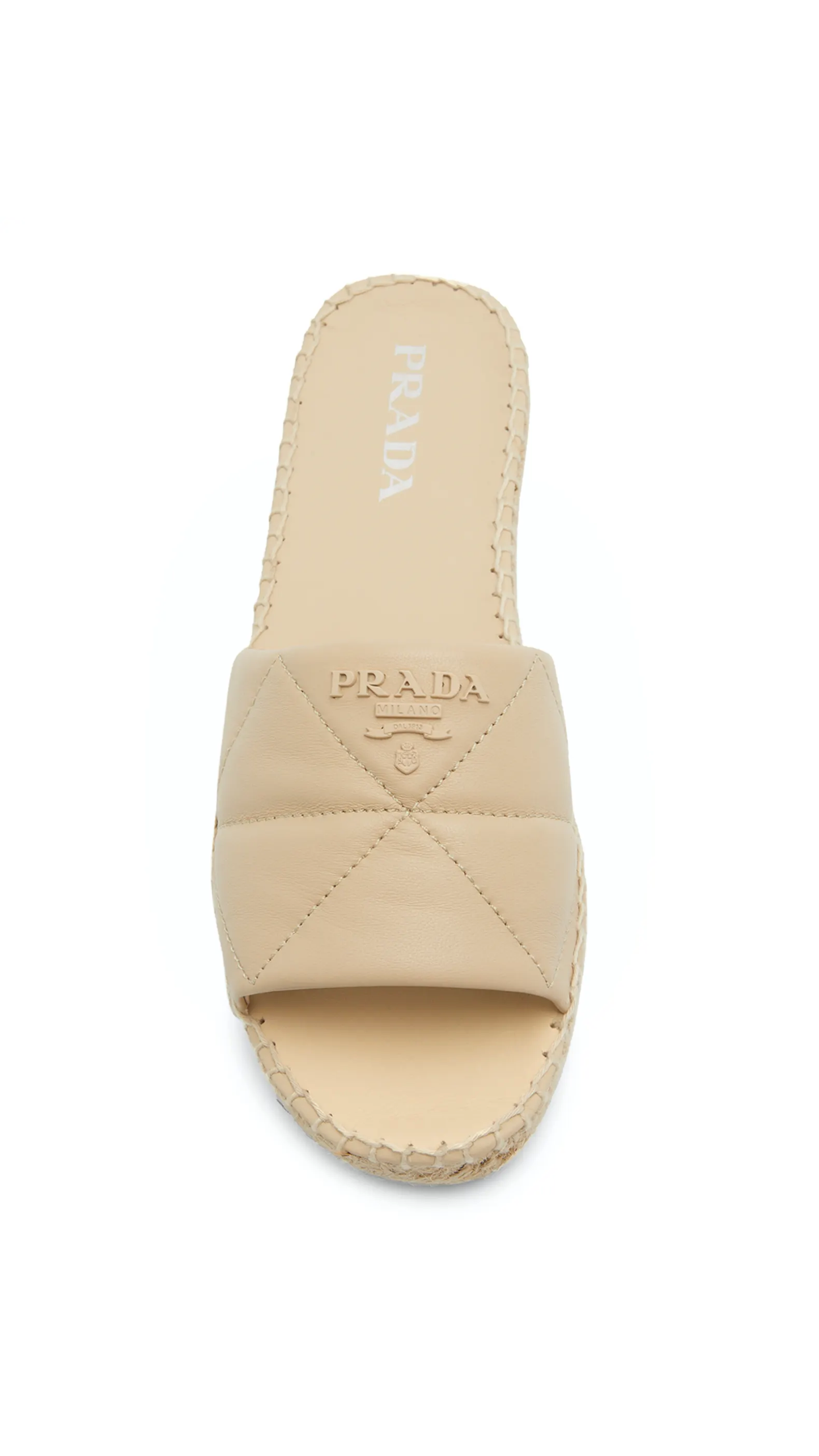 Quilted Nappa Leather Espadrille Slides - Desert Beige