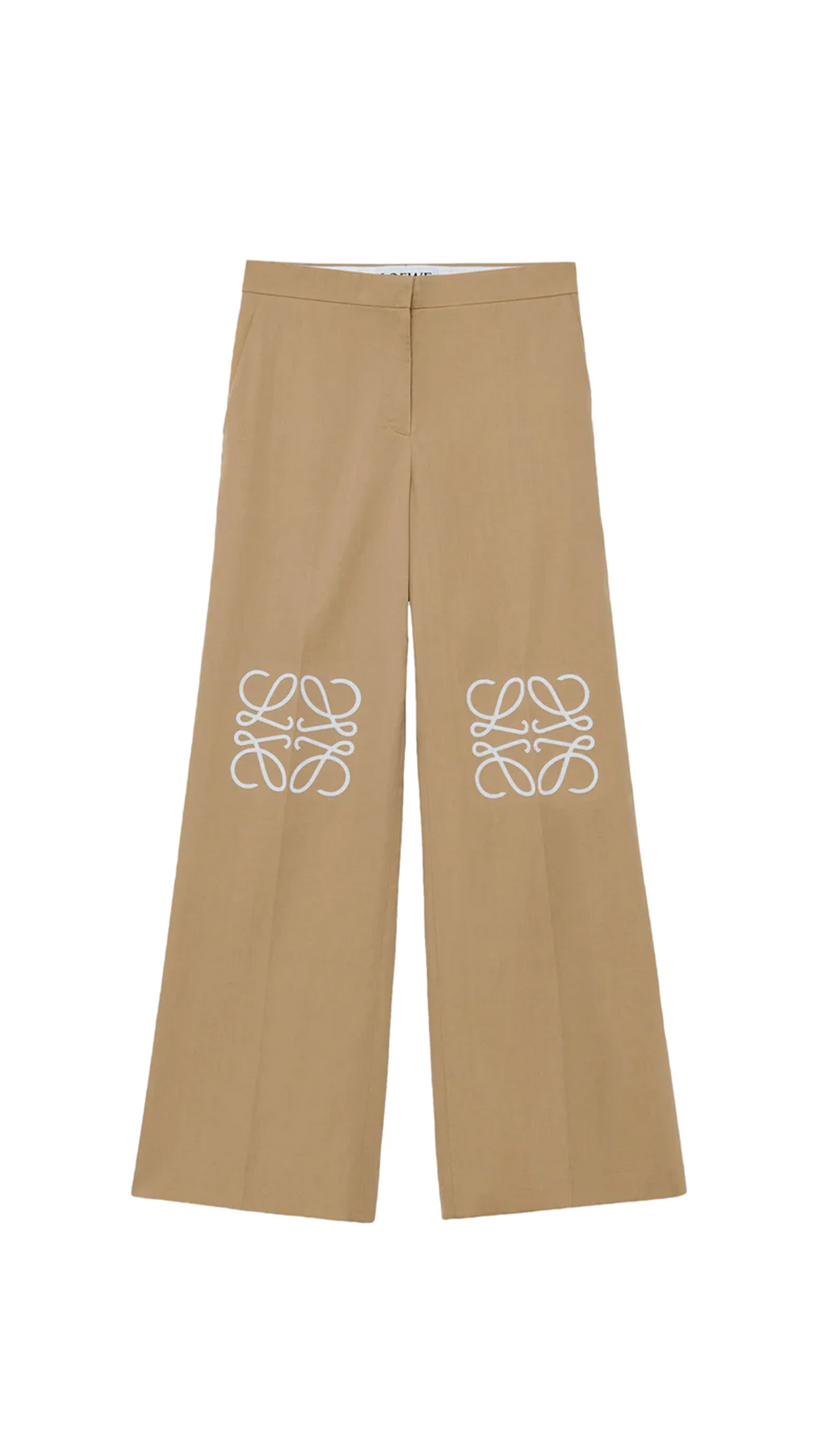 Trousers in Cotton and Silk - Beige