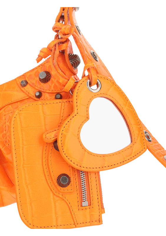 Le Cagole XS Shoulder Bag Crocodile Embossed - Orange