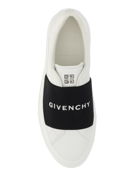 Sneakers In Leather With Givenchy Webbing - Black / White