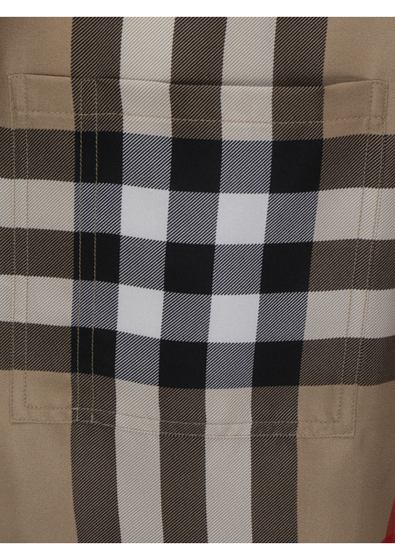 Short-sleeve Check Silk Shirt