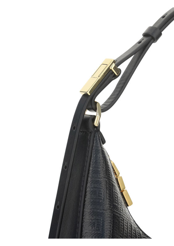 Small Moon Cut Out Bag in 4G Coated Canvas - Black.