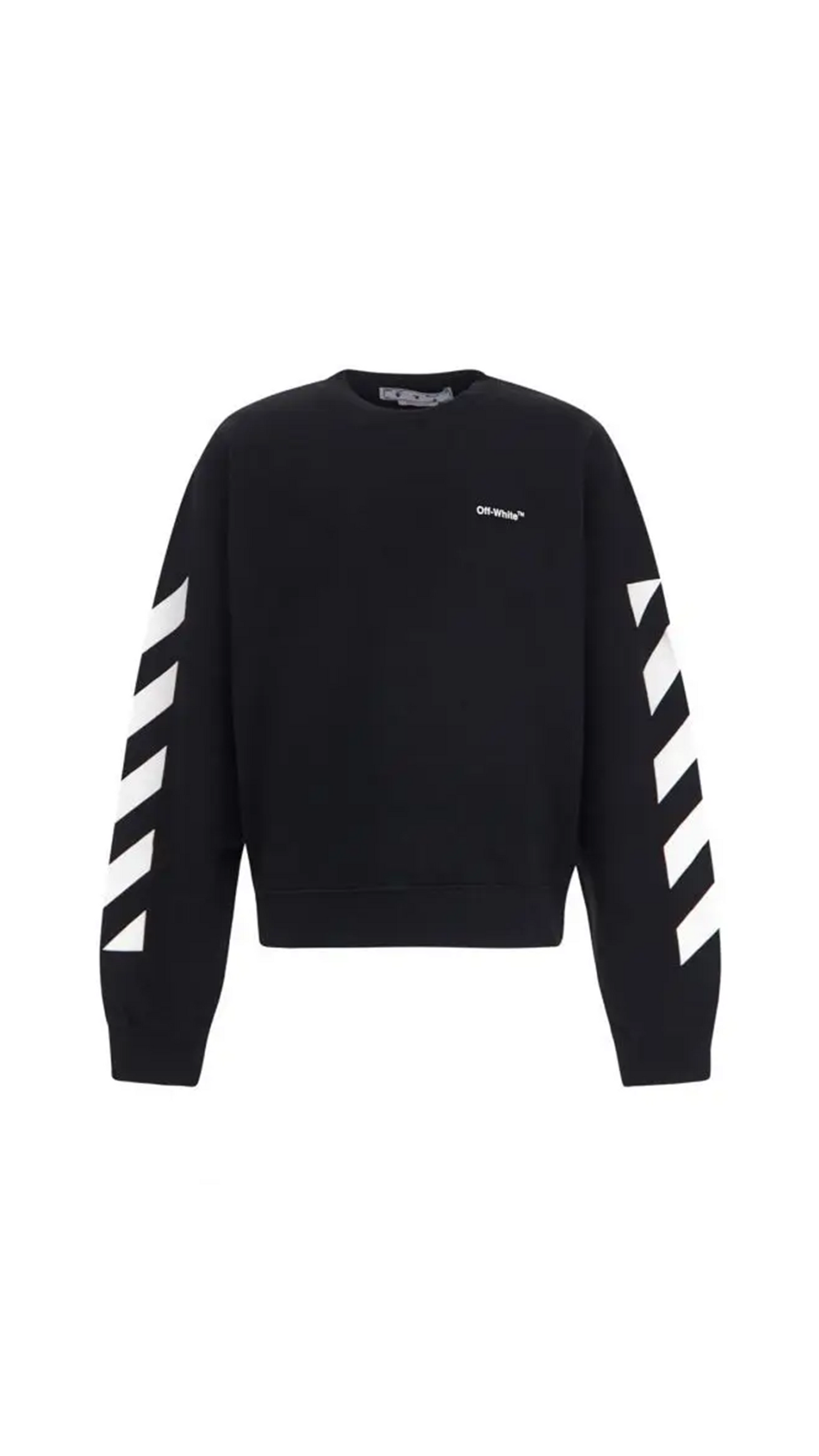 Diag Slim Crewneck - Black/White