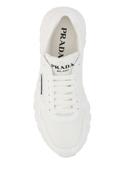 Prada PRAX 01 Re-Nylon and Brushed Leather Sneakers - White