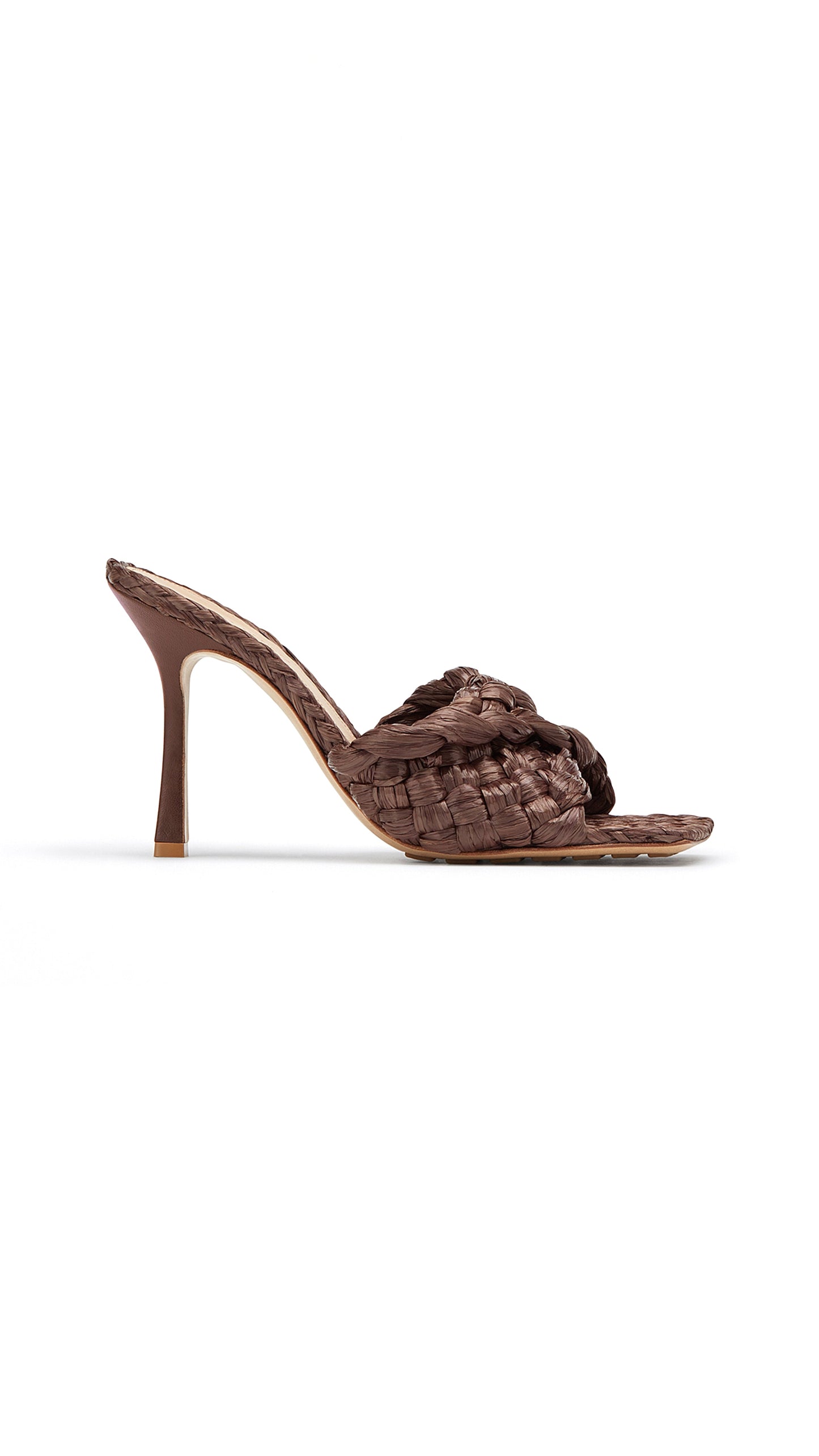 Stretch Raffia Mule Sandals - Bitter Chocolate