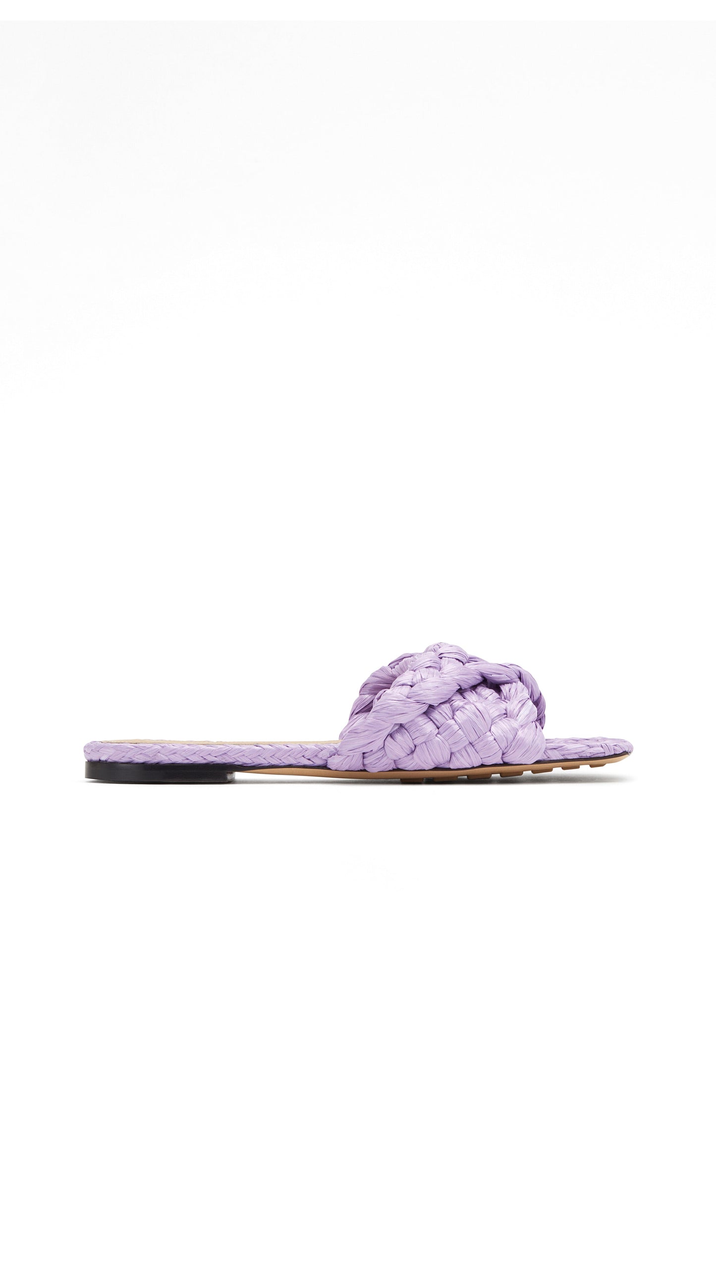 Raffia Flat Stretch Sandals - Lavender
