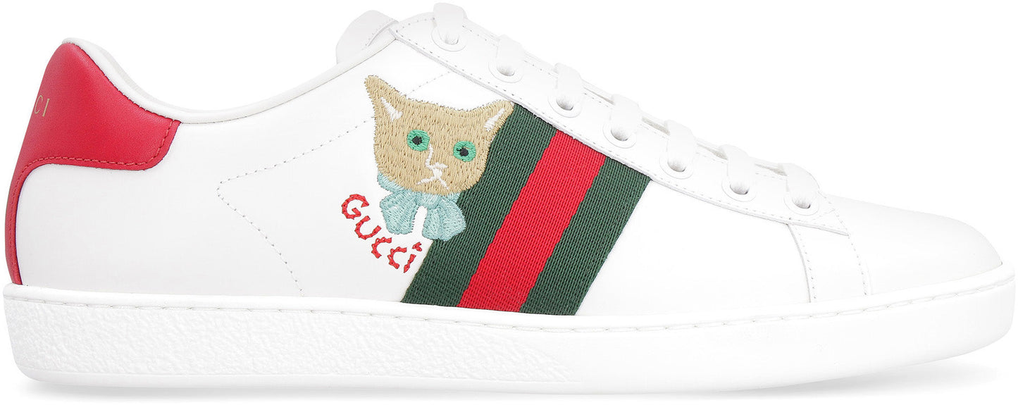 Ace Leather Low-top Sneakers - White/Red/Green
