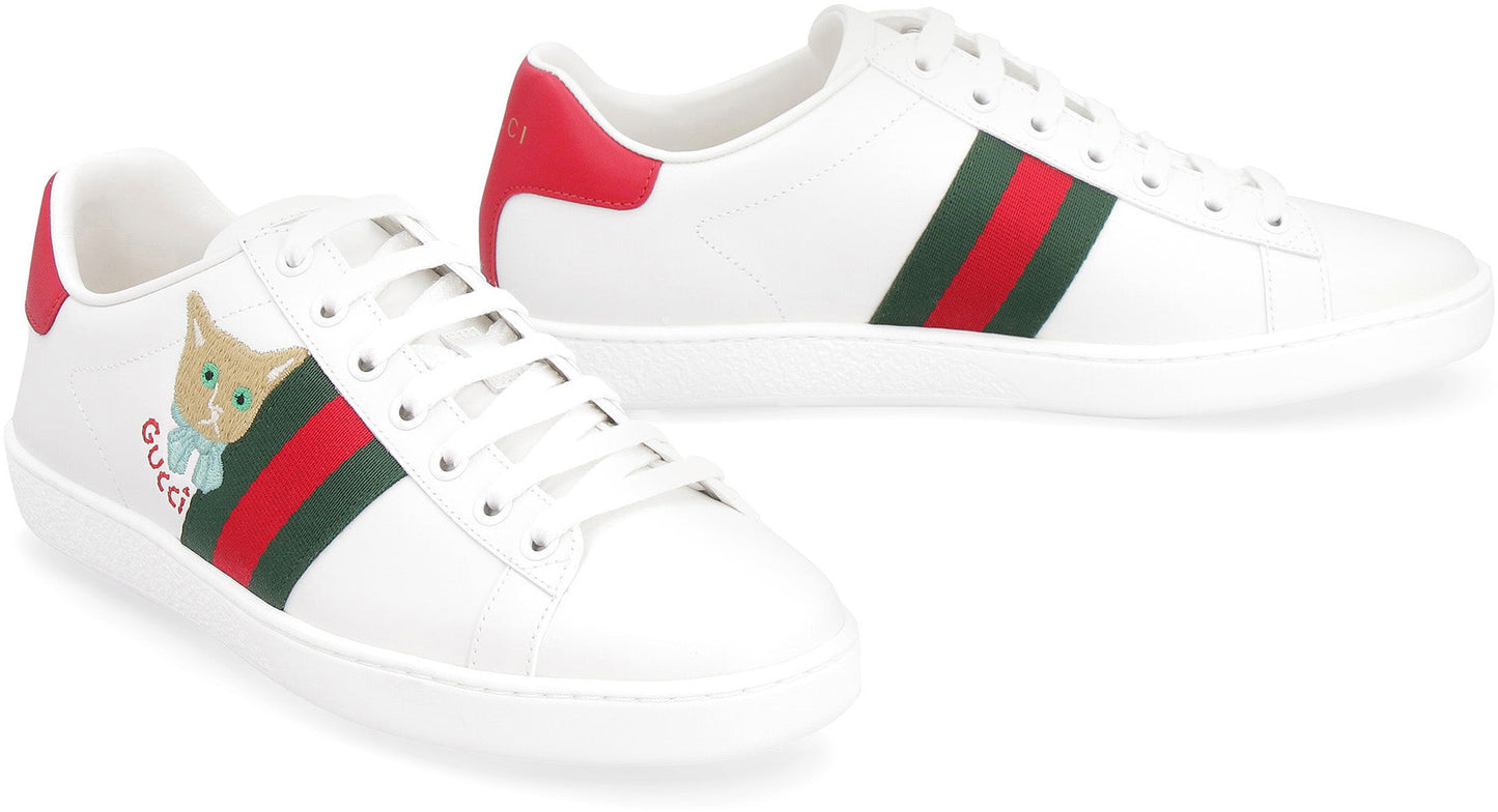 Ace Leather Low-top Sneakers - White/Red/Green