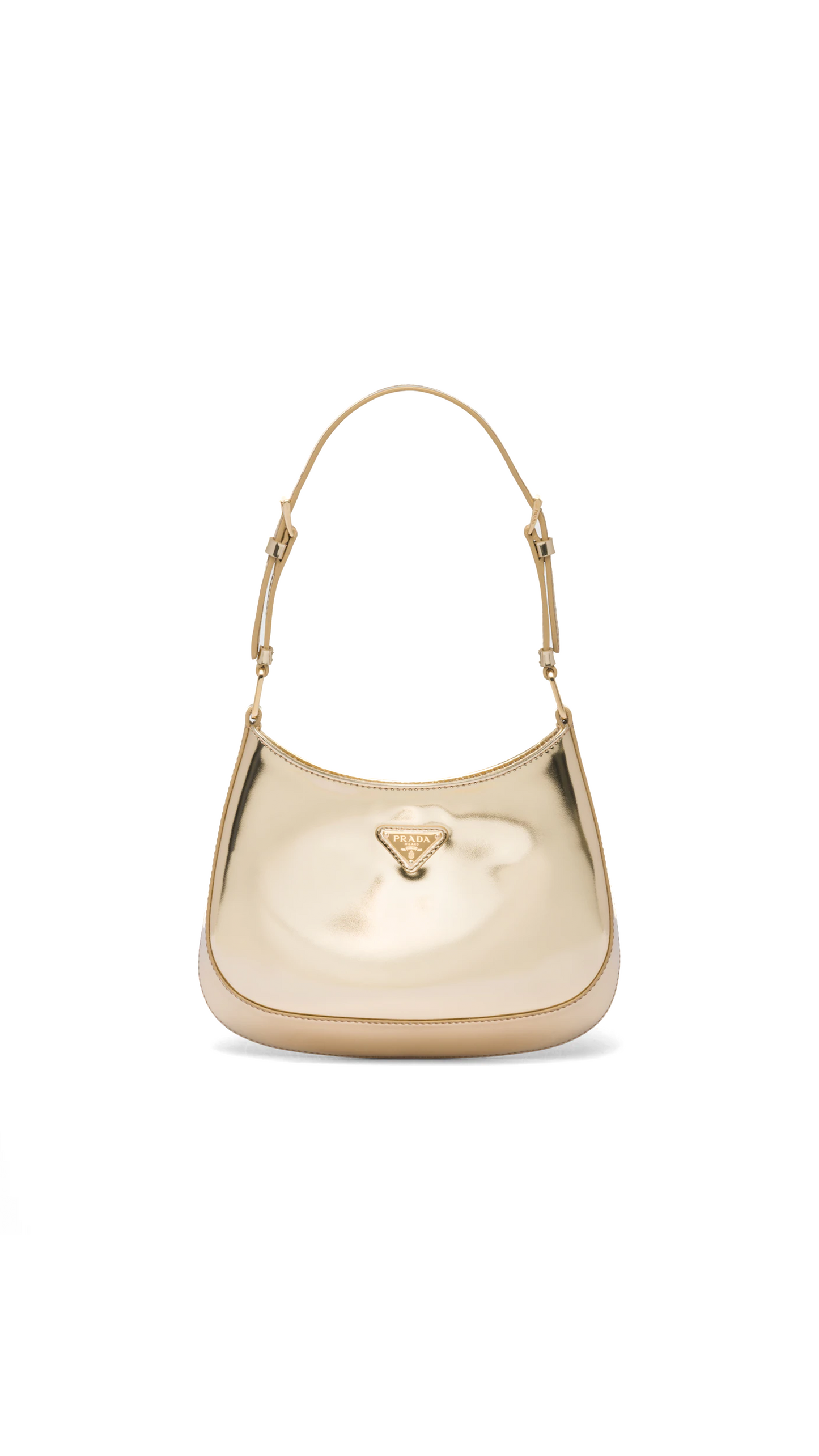 Prada Cleo Brushed Leather Shoulder Bag - Platinum