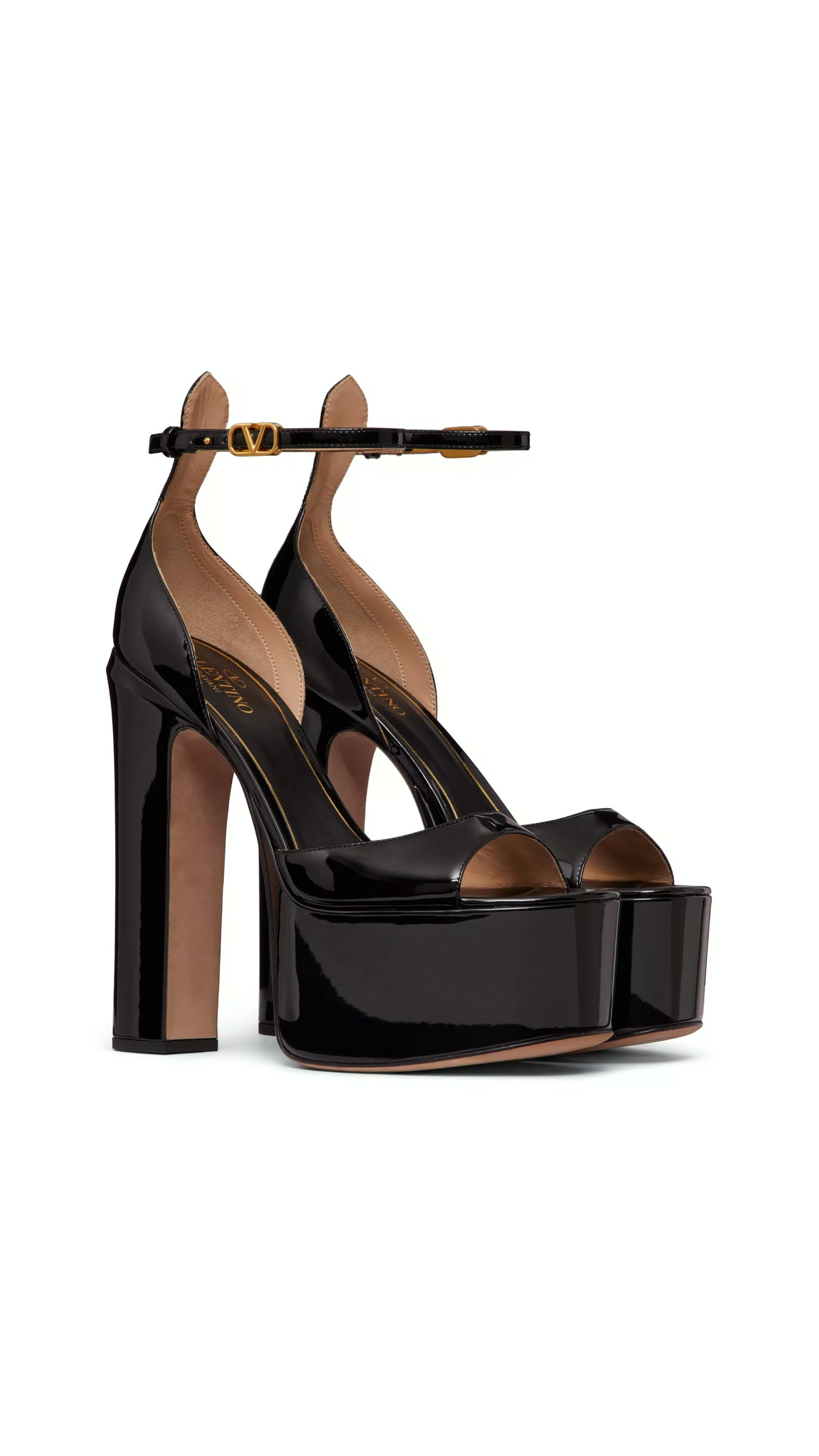 Tan-go Platform Patent Leather Sandal 155MM - Black