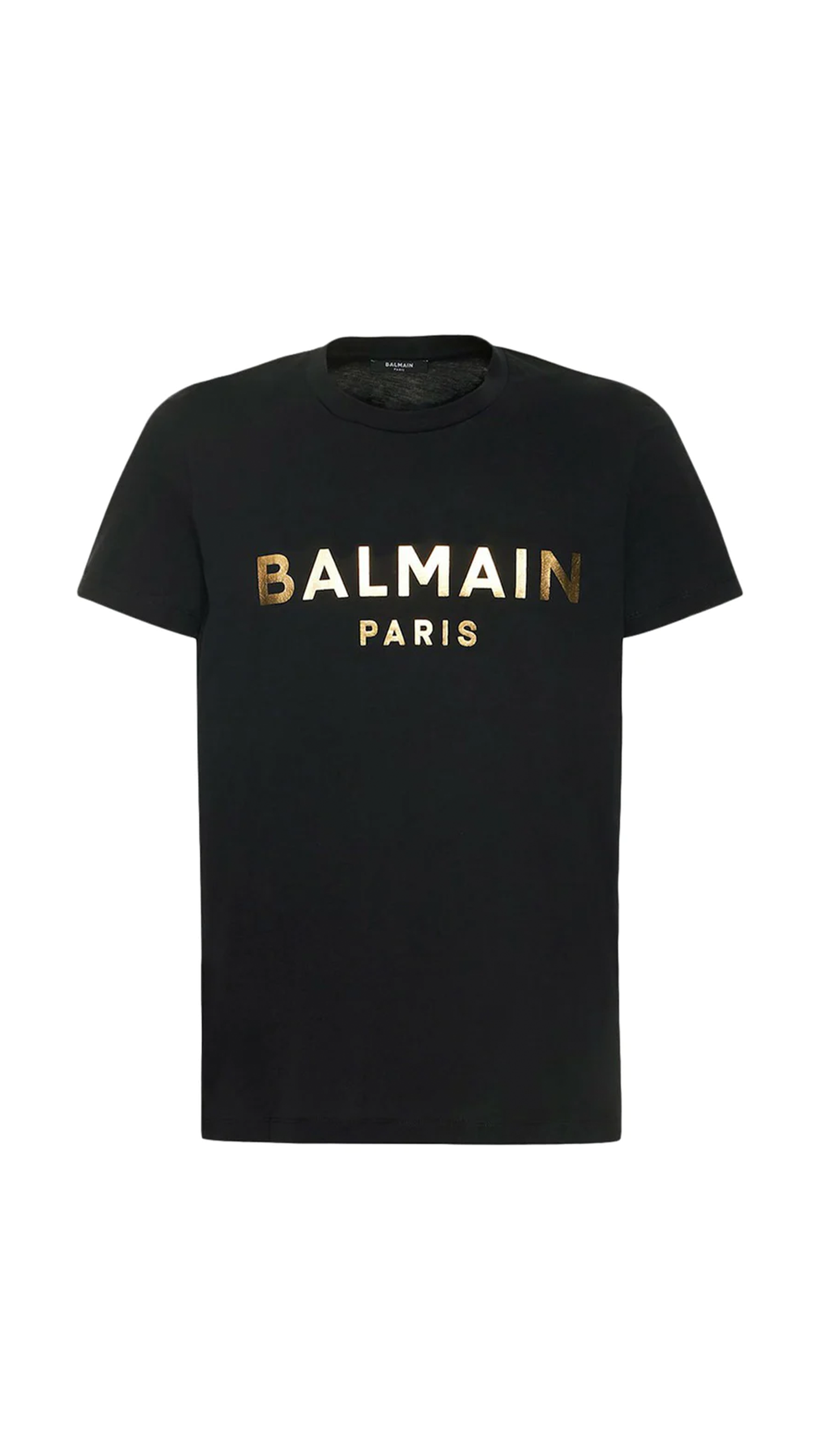T-shirt in Eco-responsible Cotton with Metallic Logo Print - Black/Gold