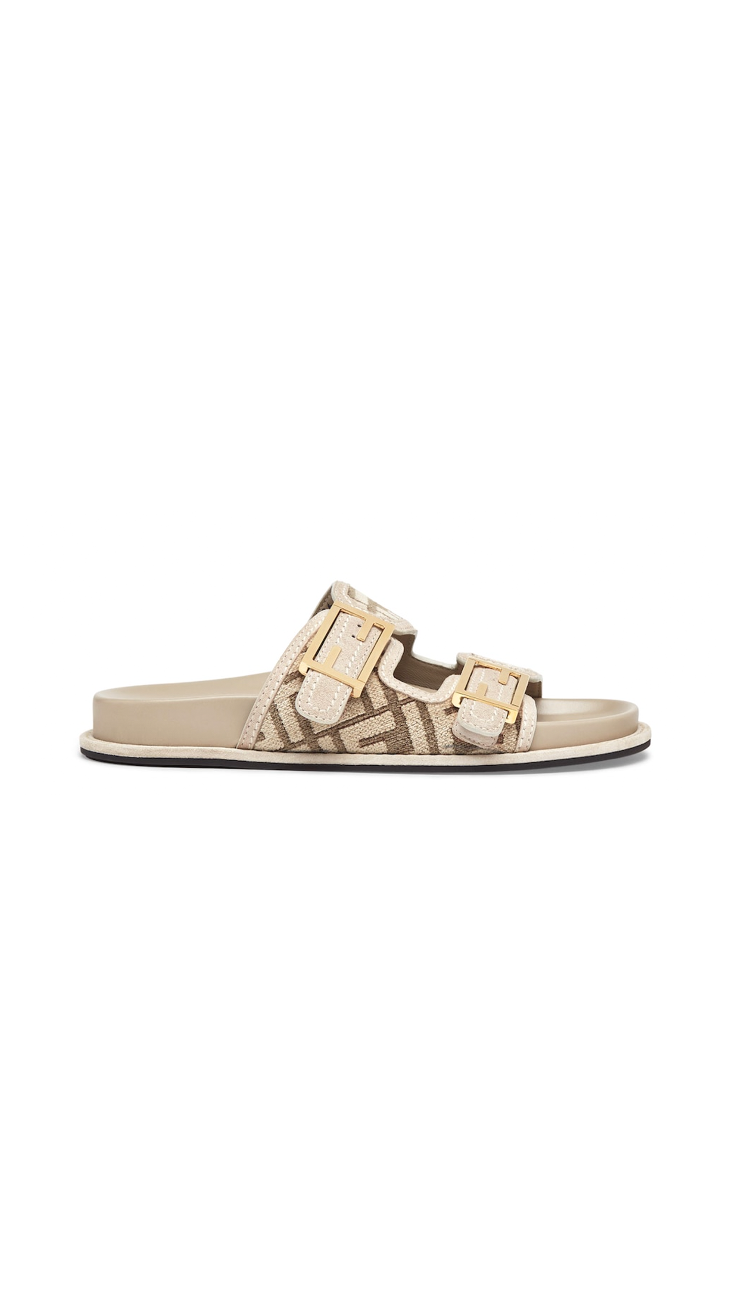 Fendi Feel FF Slides - Dove Grey