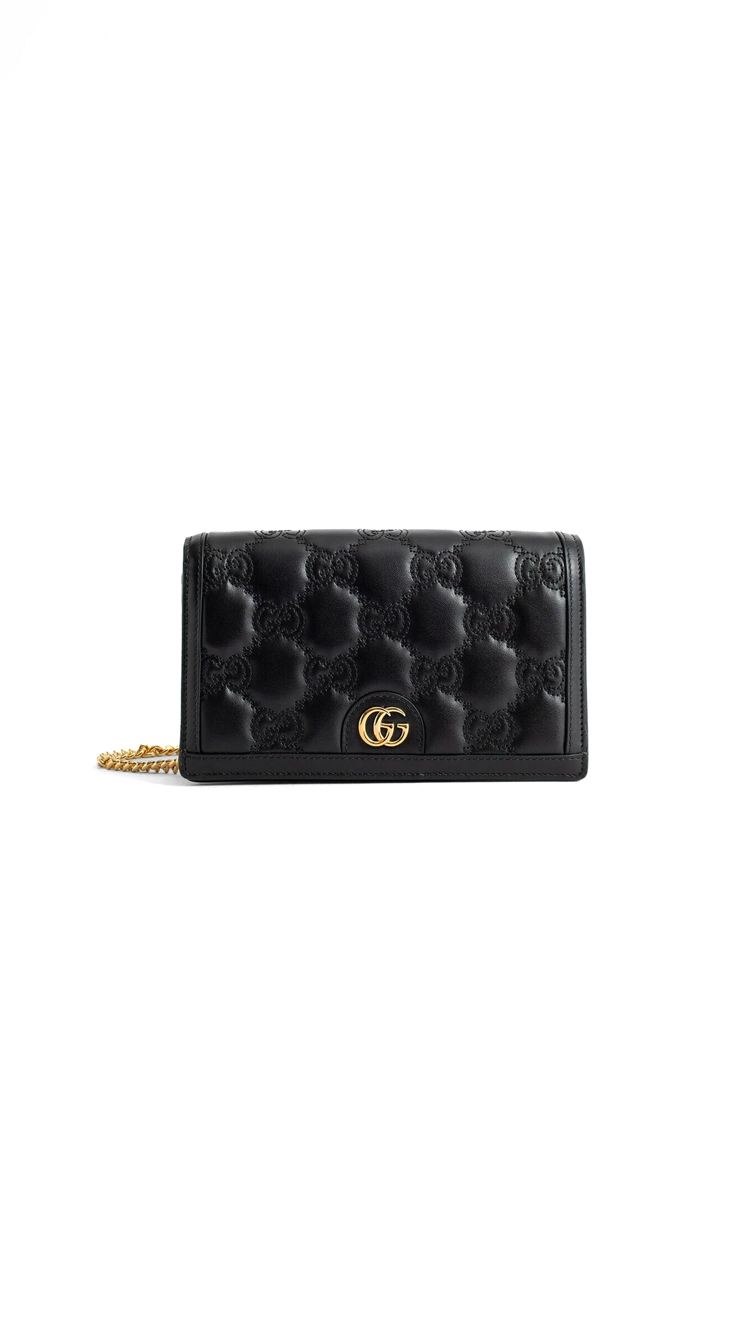 GG Matelassé Chain Wallet - Black