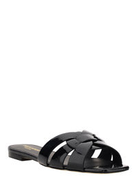 Tribute Flat Mules In Patent Leather - Black