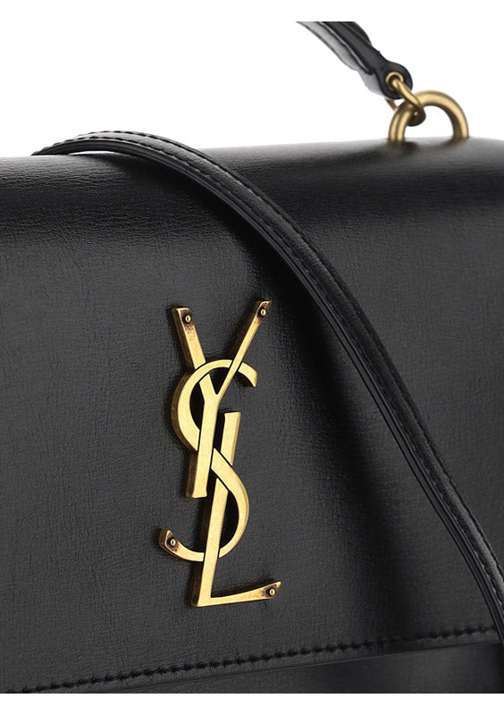 Sunset Chain Bag In Smooth Leather - Black