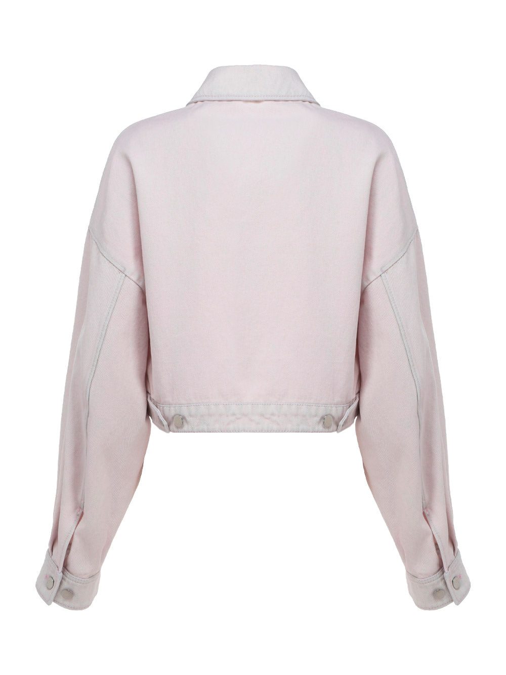 Cropped Organic Denim Jacket - Pale Pink