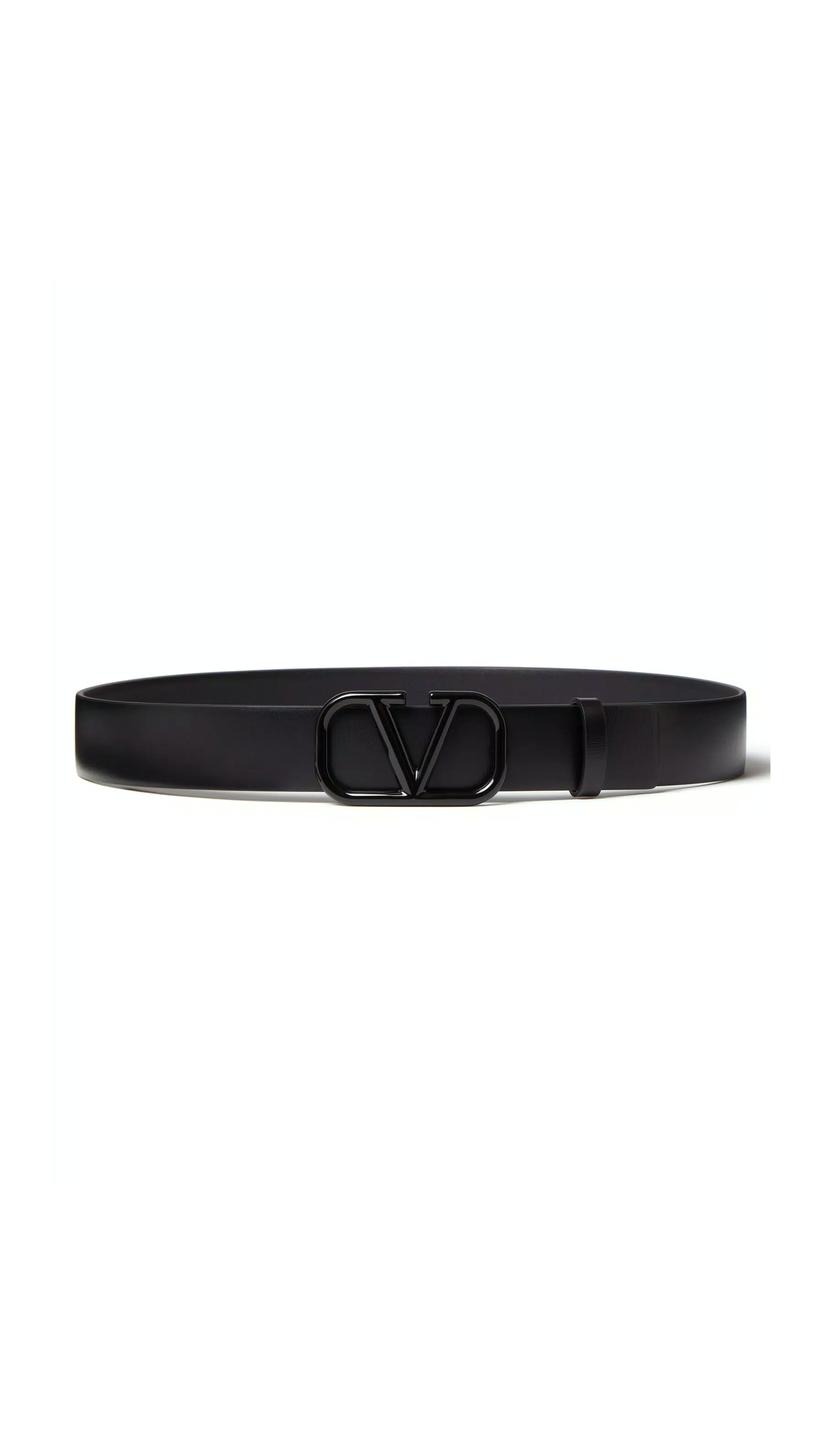 Vlogo Signature Belt in Shiny Calfskin 30MM - Black