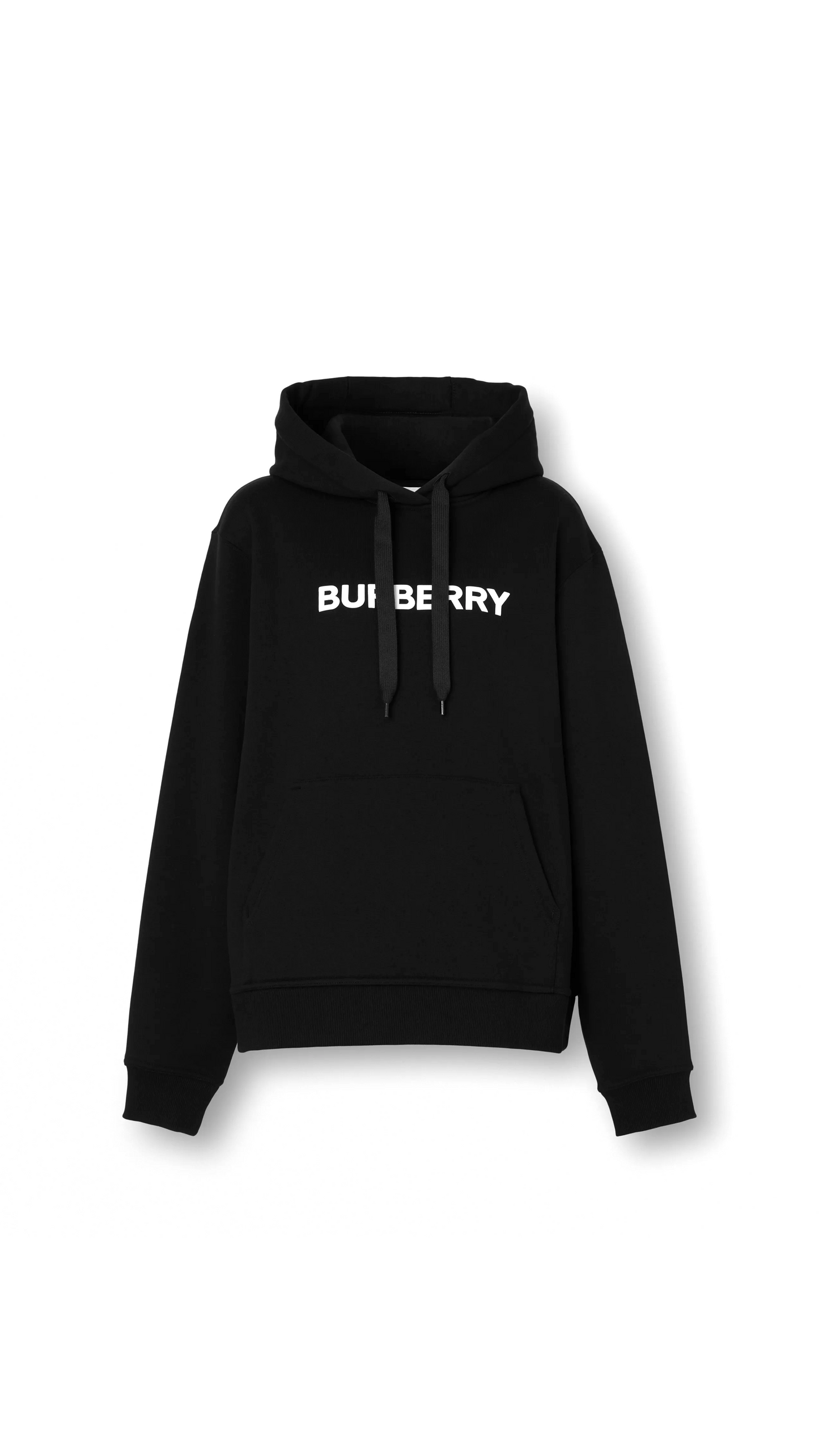 Logo Print Cotton Hoodie - Black