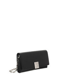 4g Wallet in Box Leather With Chain - Black.