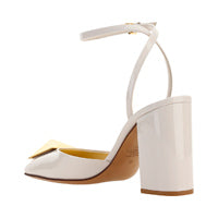 One Stud Pump in Patent Leather 90MM - Light Ivory