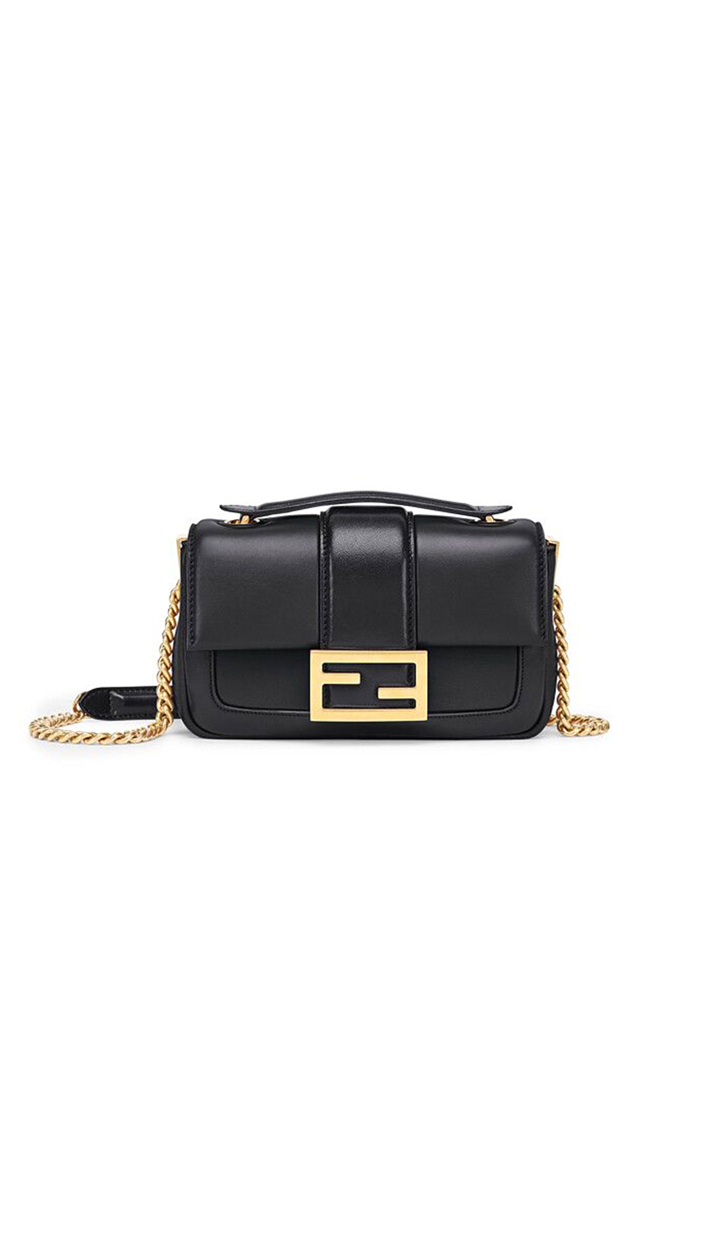 Mini Baguette on Chain Shoulder Bag - Black
