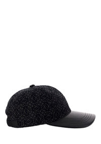Anagram Cap In Jacquard and Calfskin - Anthracite / Black
